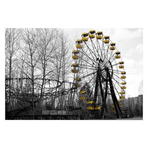Impression d'art Ferris Wheel Yellow Toile - Noir / Blanc