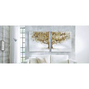 Bild Mystic Golden Tree (2-teilig) Leinwand - Weiß / Gold