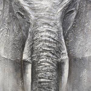 Bild Rimbo Elephant Grau - Weiß - Textil - 100 x 100 x 5 cm