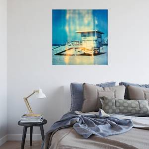 Afbeelding Santa Monica Smile canvas - blauw/lichtgeel