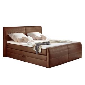 Boxspringbett Navan (mit Bettkasten) Kunstleder - Vintage Cognac