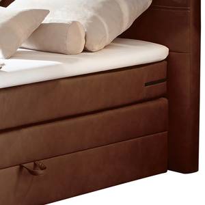 Boxspringbett Navan (mit Bettkasten) Kunstleder - Vintage Cognac