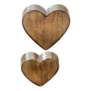 Objets déco Heart (lot de 2) Manguier massif / Aluminium - Multicolore