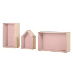 Etagère suspendue cubique Mika lot 3 Bouleau / Mauve