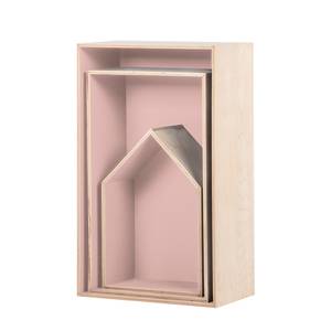 Etagère suspendue cubique Mika lot 3 Bouleau / Mauve