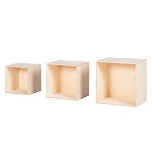 Etagère suspendue cubique Mika II Lot de 3 - Bouleau