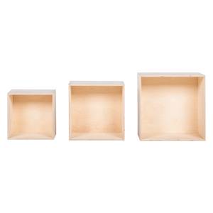 Etagère suspendue cubique Mika II Lot de 3 - Bouleau