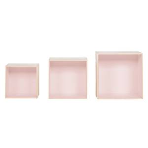 Etagère suspendue cubique Mika II Lot de 3 - Bouleau / Mauve