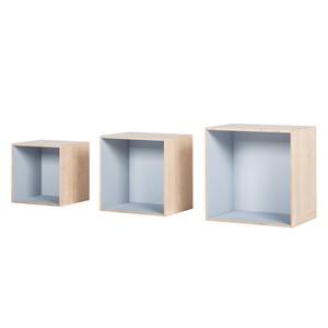 Etagère suspendue cubique Mika II Lot de 3 - Bouleau / Gris clair