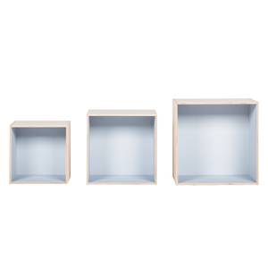 Etagère suspendue cubique Mika II Lot de 3 - Bouleau / Gris clair