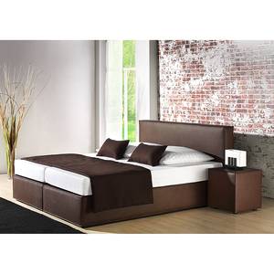 Boxspringbett Cyra Kunstleder Braun - 100 x 200cm - Bonellfederkernmatratze - H2