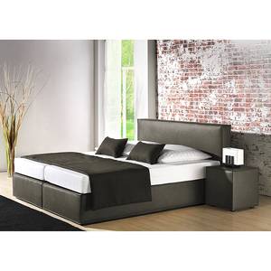 Boxspringbett Cyra Kunstleder Grau - 100 x 200cm - Bonellfederkernmatratze - H2