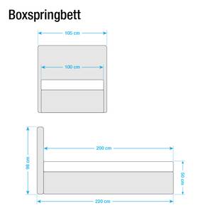 Boxspring Cyra Grijs - 100 x 200cm - Bonell-binnenveringmatras - H2 zacht