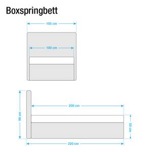 Boxspringbett Cyra Kunstleder Kunstleder - 200 x 200cm - H3 ab 80 kg - Kaltschaummatratze - Grau - Braun - 100 x 200cm - Kaltschaummatratze - H2