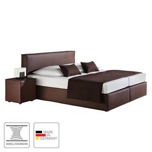 Boxspringbett Cyra Kunstleder Braun - 100 x 200cm - Bonellfederkernmatratze - H3