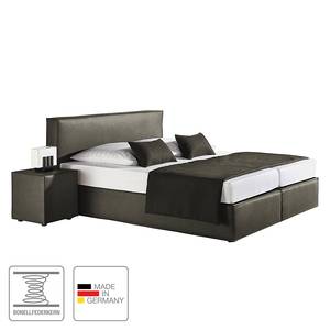 Boxspringbett Cyra Kunstleder Grau - 100 x 200cm - Bonellfederkernmatratze - H3