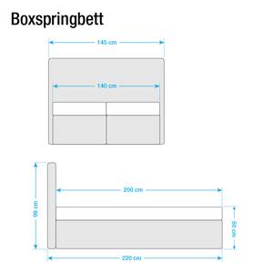 Boxspringbett Cyra Kunstleder Kunstleder - 200 x 200cm - H3 ab 80 kg - Kaltschaummatratze - Grau - Braun - 140 x 200cm - Bonellfederkernmatratze - H2