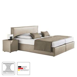 Boxspringbett Cyra Kunstleder Granit - 140 x 200cm - Bonellfederkernmatratze - H2