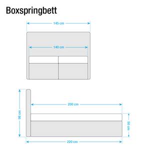 Boxspringbett Cyra Kunstleder Kunstleder - 200 x 200cm - H3 ab 80 kg - Kaltschaummatratze - Grau - Granit - 140 x 200cm - Bonellfederkernmatratze - H2