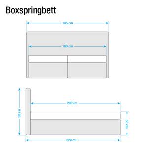 Lit Boxspring Cyra Gris - 180 x 200cm - Matelas à ressorts Bonnell - D2 souple