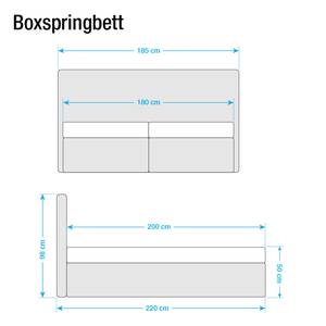 Boxspringbett Cyra Kunstleder Kunstleder - 200 x 200cm - H3 ab 80 kg - Kaltschaummatratze - Grau - Grau - 180 x 200cm - Tonnentaschenfederkernmatratze - H3