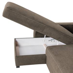 Boxspring-Ecksofa Comox Webstoff Muskat - Longchair davorstehend links