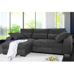 Boxspring-Ecksofa Comox Webstoff Dunkelgrau - Longchair davorstehend links