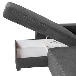 Boxspring-Ecksofa Comox Webstoff Dunkelgrau - Longchair davorstehend links