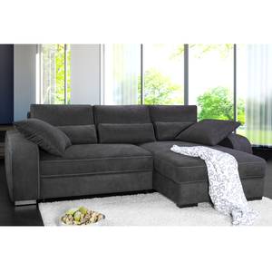 Boxspring-Ecksofa Comox Webstoff Dunkelgrau - Longchair davorstehend rechts