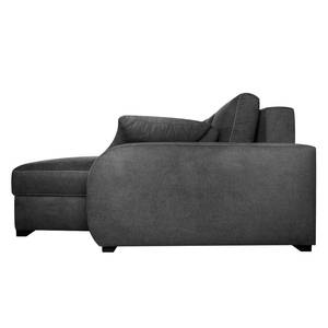 Boxspring-Ecksofa Comox Webstoff Dunkelgrau - Longchair davorstehend rechts