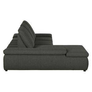 Boxspring Ecksofa Donhill II Webstoff Anthrazit - Longchair davorstehend links