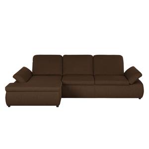 Boxspring Ecksofa Donhill II Webstoff Dunkelbraun - Longchair davorstehend links