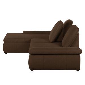 Boxspring Ecksofa Donhill II Webstoff Dunkelbraun - Longchair davorstehend links