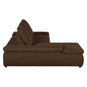 Boxspring Ecksofa Donhill II Webstoff Dunkelbraun - Longchair davorstehend links