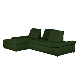 Boxspring Ecksofa Donhill II Webstoff Grün - Longchair davorstehend links