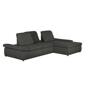 Boxspring Ecksofa Donhill II Webstoff Anthrazit - Longchair davorstehend rechts