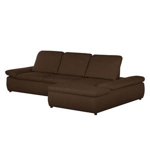 Boxspring Ecksofa Donhill II Webstoff Dunkelbraun - Longchair davorstehend rechts