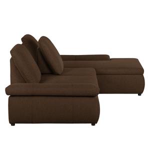 Boxspring Ecksofa Donhill II Webstoff Dunkelbraun - Longchair davorstehend rechts