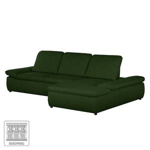 Boxspring Ecksofa Donhill II Webstoff Grün - Longchair davorstehend rechts