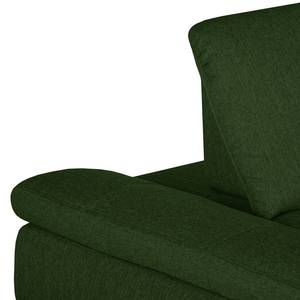 Boxspring-hoekbank Donhill II geweven stof - Groen - Longchair vooraanzicht links