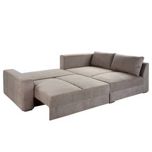 Boxspring-hoekbank Esbjerg microvezel - longchair aan beide zijden monteerbaar - Taupe