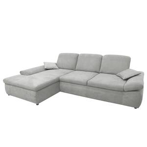 Boxspring Ecksofa Hills Flachgewebe Flachgewebe - Granit - Longchair davorstehend links