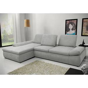 Boxspring Ecksofa Hills Flachgewebe Granit - Longchair davorstehend links