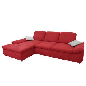 Boxspring Ecksofa Hills Flachgewebe Flachgewebe - Rot - Longchair davorstehend links