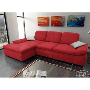 Boxspring Ecksofa Hills Flachgewebe Flachgewebe - Rot - Longchair davorstehend links