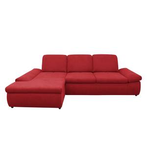 Boxspring Ecksofa Hills Flachgewebe Flachgewebe - Rot - Longchair davorstehend links