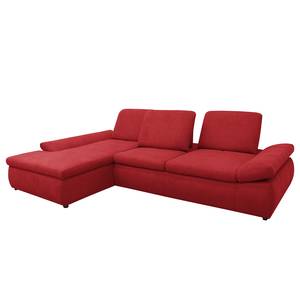 Boxspring-hoekbank Hills vlakweefsel - Rood - Longchair vooraanzicht links