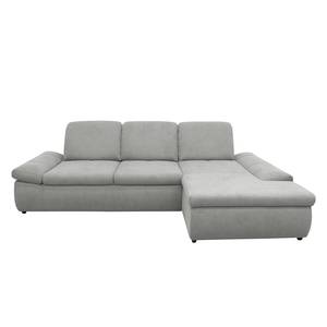 Boxspring Ecksofa Hills Flachgewebe Flachgewebe - Granit - Longchair davorstehend rechts