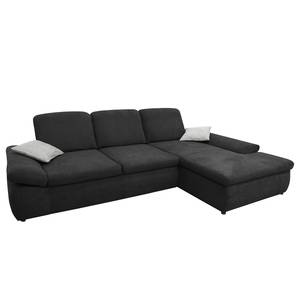 Boxspring Ecksofa Hills Flachgewebe Schwarz - Longchair davorstehend rechts