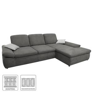 Boxspring Ecksofa Hills Flachgewebe Flachgewebe - Taupe - Longchair davorstehend rechts